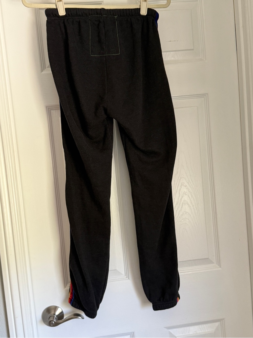 Aviator Nation joggers- grey with rainbow velour piping. Size L - Picture 2 of 7